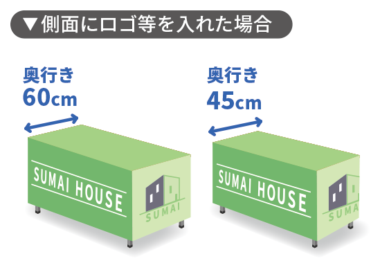 側面にロゴ等を入れた場合