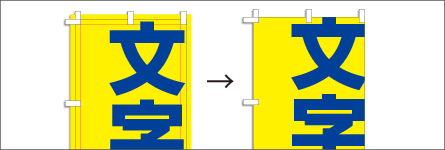 ガイド線に文字が収まっていない時の仕上がり