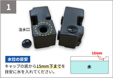 注水式ウェイト台の設置方法1