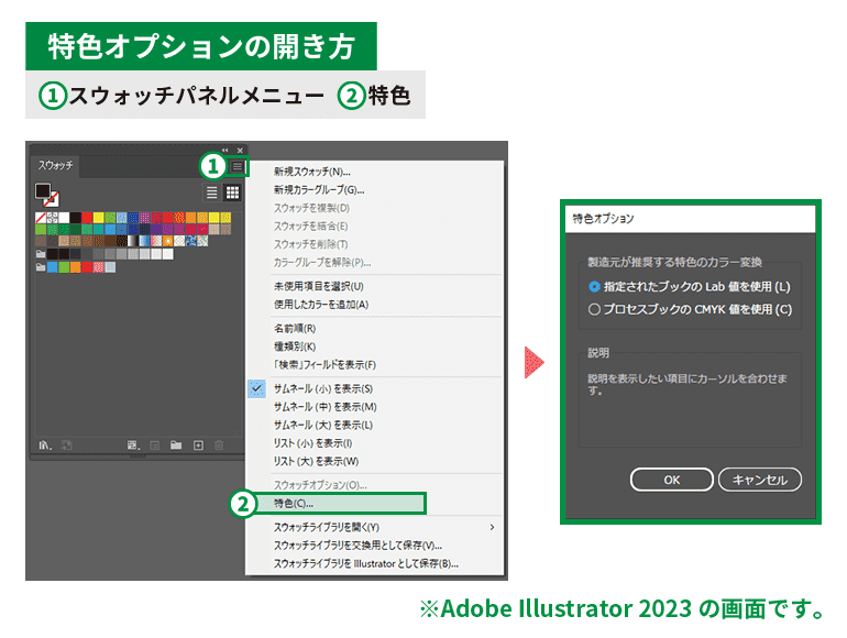 特色オプションの開き方