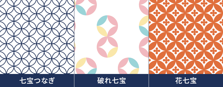 七宝つなぎ・破れ七宝・花七宝のデザイン画像