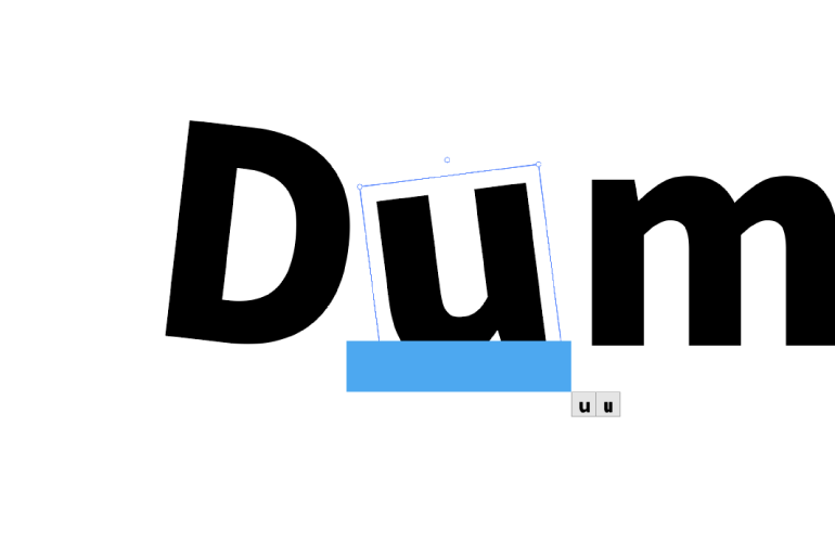 Illustratorで文字タッチツールを使い、文字を個別に変形している画像