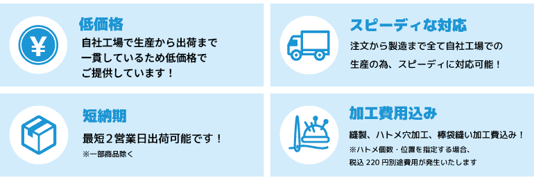 低価格・スピーディーな対応・短納期・加工費用込み