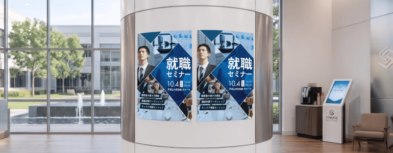 曲面柱に貼り付けた吸着ターポリンの使用例