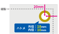 ハトメ位置指示例