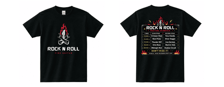 音楽イベントでのTシャツデザイン例