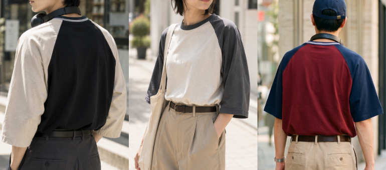 ラグランＴシャツのカジュアルな着こなし例