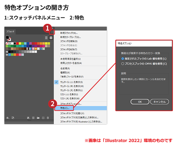 特色オプションの開き方